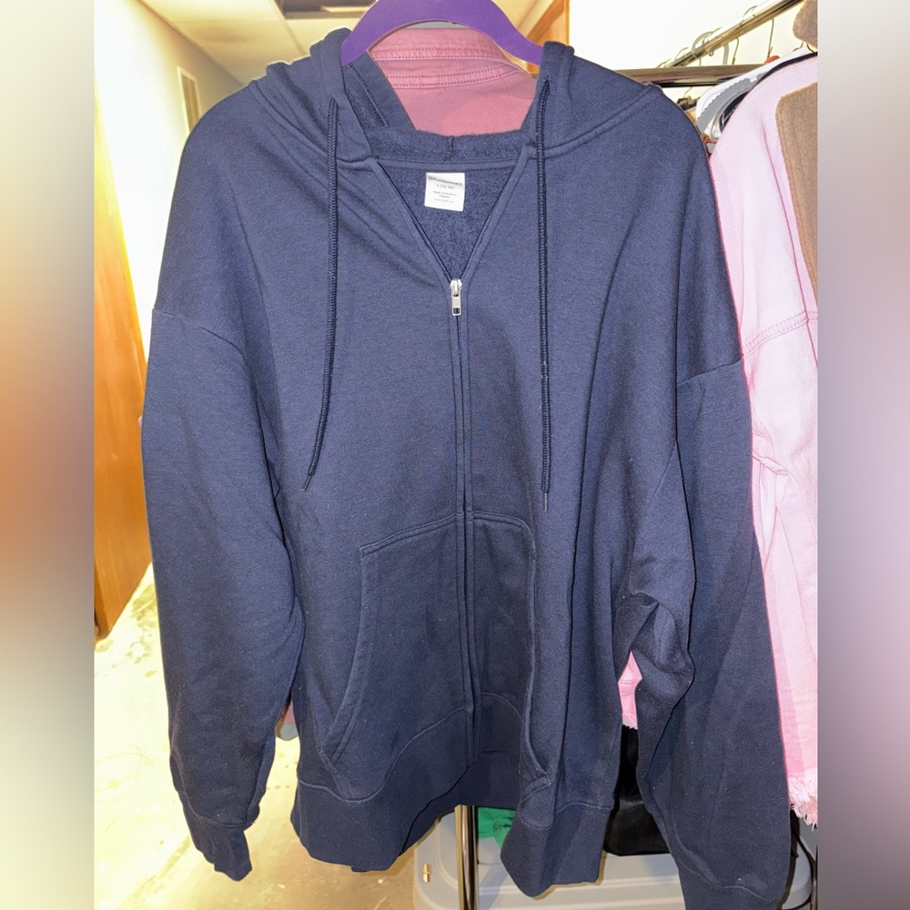 Navy Blue Zip-Up Hoodie